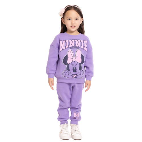 Minnie Mouse Toddler Long Sleeve Graphic Crewneck with Matching Jogger Pant, 2 Piece Set, Sizes 12M-5T