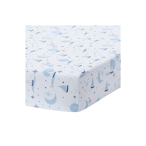 Little Skipper Cotton Nautical Sailboat Fitted Crib/Toddler Sheet