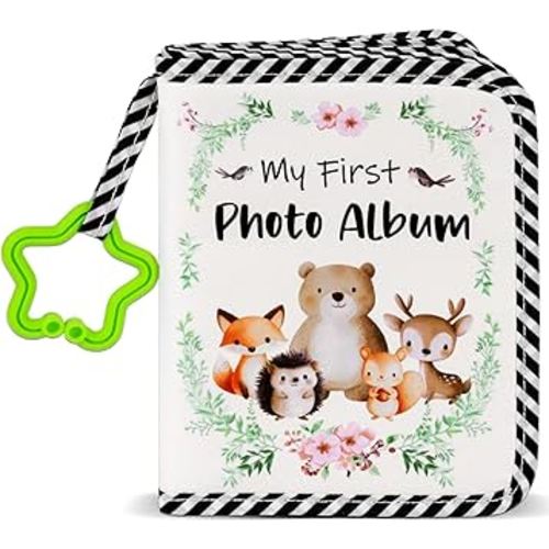 Baby's My First Family Album Soft Photo Cloth Book Woodland Animal My First Book of Photos Baby Memory Album Gift Holds 4x6 Pictures for Babies Newborn Toddler & Kids Baby Shower