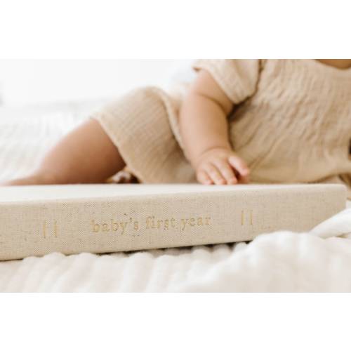Linen Baby Memory Book: First Year Keepsake with Box