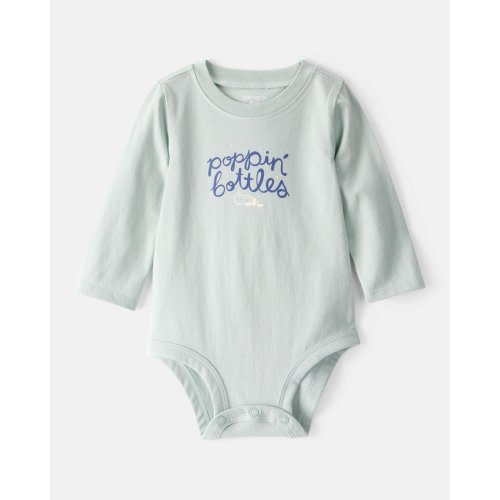 Baby Cotton Long-Sleeve Graphic Bodysuit - Blue | Carter's