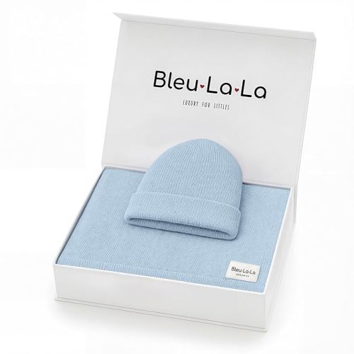 Baby Gift Set - Organic Cotton Newborn Blanket Essentials, Thoughtful Baby Shower & New Baby Gift for Boys & Girls (Luxe - Sky Blue)