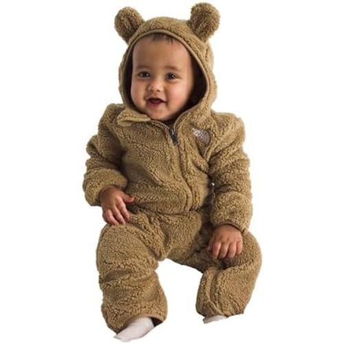 The North Face Baby Campshire One-Piece | Cozy Fleece Winter Onesie for Toddlers, Built In Mittens, Booties & Attached Hood with Bear Ears, Teddy Brown, 6 Months