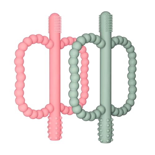 2 Pack Baby Silicone Teething Toys, Teething Sticks for Babies,Silicone teether Tubes for Baby Girl,BPA Free, Soothe Gums for 0-6 3-12 18-36 Months, Newborn Infants Toddler Sensory Chew Toys