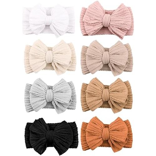 Niceye Handmade Baby Headbands Soft Stretchy Nylon Hair Bands with Bows for Newborn Infant Baby Toddler Girls