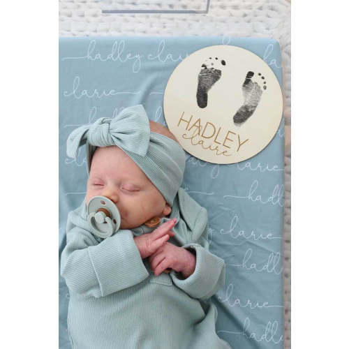 Personalized Baby Footprint Wood Announcement Sign