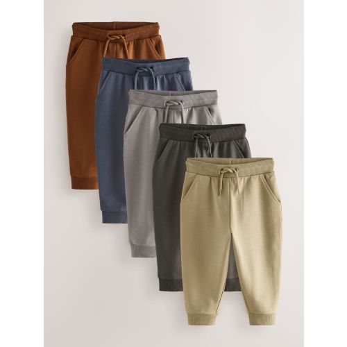 Khaki/Grey/Blue Regular Fit Joggers 5 Pack (3mths-7yrs)