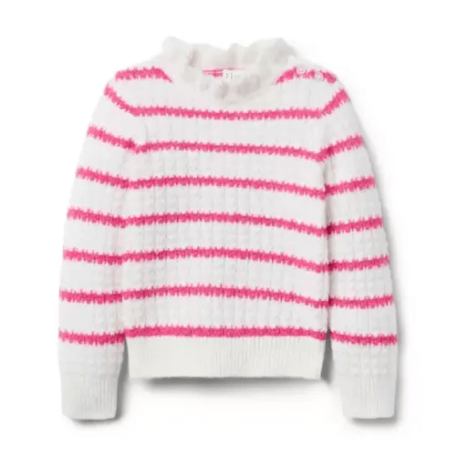 Girl Blooming Pink Stripe Textured Striped Sweater by Janie and Jack