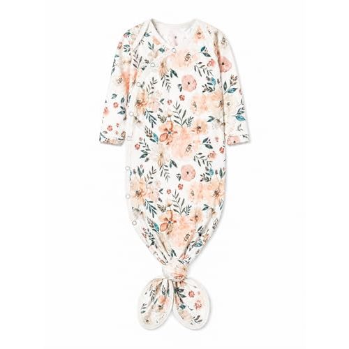 Copper Pearl Baby Gown - Knotted Newborn Sleepers for Baby Boy and Girl, Soft Stretchy Long Sleeve Infant Gowns with Bottom Tie and Hand Mittens, Perfect Hospital Coming Home Outfit (Autumn)