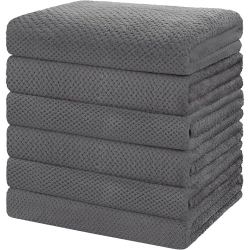 HOMEXCEL 6 Pack Bath Towel Set, (24 x 48 Inches) Microfiber Ultra Soft Highly Absorbent Bath Towels, Lightweight and Quick Drying Towels for Hotel, Bathroom, Spa and Beauty Parlor, Grey