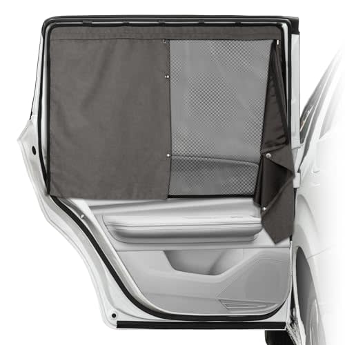 Car Window Shades, 2 Pack Suede Fabric & Dual-Layer with Zipper Magnetic Sun Shade Curtain for Back Side Windows, Universal Fit for SUV/Sedan/Truck Back Window Privacy, Blackout Sunshade for Baby