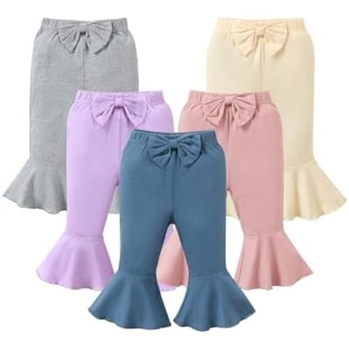 5-Pack Toddler Baby Girl Pants Bow Flare Bell Leggings Bottoms