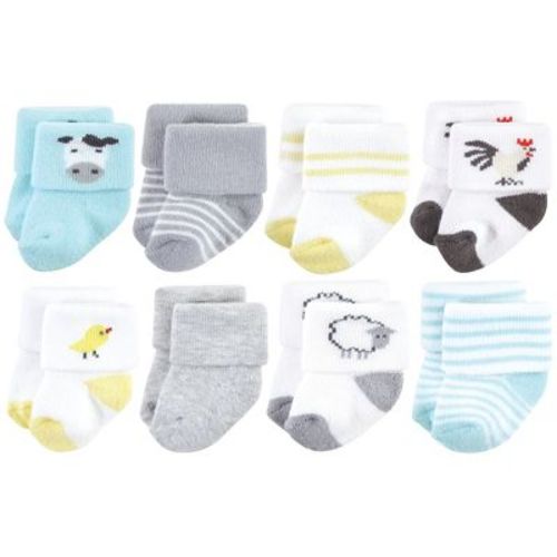 Hudson Baby Unisex Baby Cotton Rich Newborn and Terry Socks, Farm, 0-6 Months