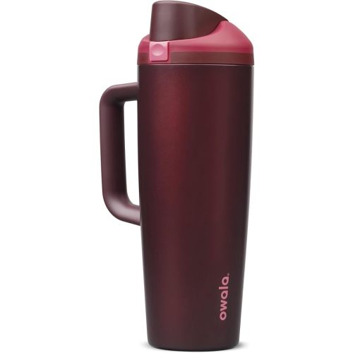 Owala FreeSip Tumbler Stainless Steel Water Bottle 30 oz Black Cherry