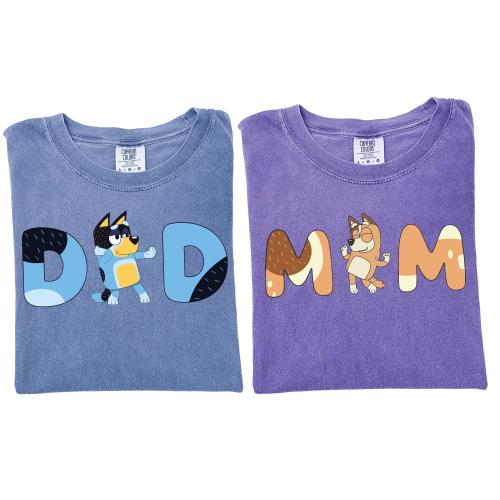 Comfort Colors® , Blue Family Shirt, blue dog Birthday Shirt, Blue dog lover shirt, Mom and Dad Sweatshirt, Trend Cartoon Parents Shirt 532