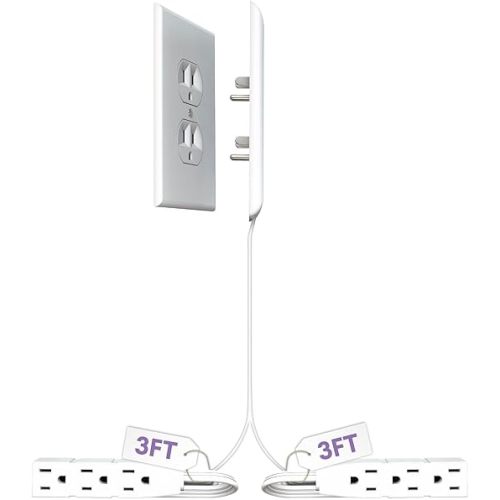 Sleek Socket Original & Patented Ultra-Thin Outlet Concealer with Cord Concealer Kit, Flat Extension Cord with Multi Outlets Power Strip, Ideal for Home Improvement, Hide Bulky and Messy Cords