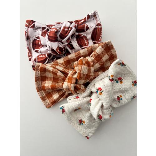 Football and Fall  Head wraps, Baby Turban, Bow, Hand-tied, chunky Bows, Handmade, Stretch,  Accessory, Adjustable Headbands, Gingham