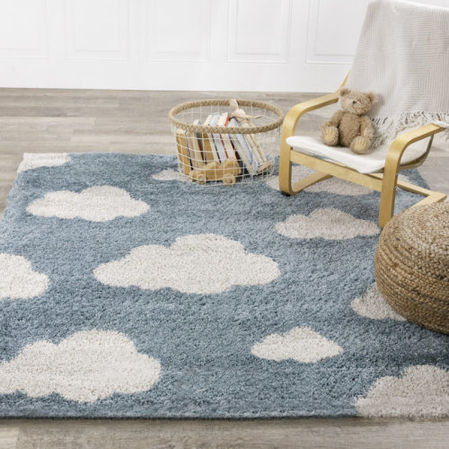 Viv + Rae™ Broome Kestner Shag Teal/Cream Area Rug & Reviews | Wayfair