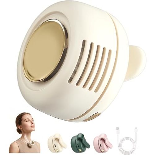 Portable Silent Mini Bladeless Fan Clip On, 3 Speeds & Queit, Hands Free Shirt and Waist Clips Whirlwind Fans, USB Rechargeable, Suitable for Outdoor & Travel & Office (cream white)