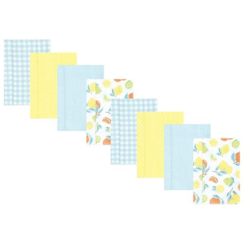Hudson Baby Boys And Girls Cotton Poly Flannel Burp Cloths 8-pack, Citrus Mint, One Size