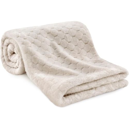 KeaBabies Soft Fleece Baby Blanket for Girls, Boys (1pk Honey, Pearl Gray)