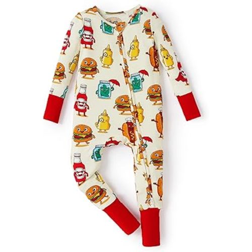 PATPAT Baby Pajama with Bamboo Viscose, Footie Jumpsuit Romper with 2-Way Zipper for Baby Boy Girl Toddler Sleeper Sleepwear