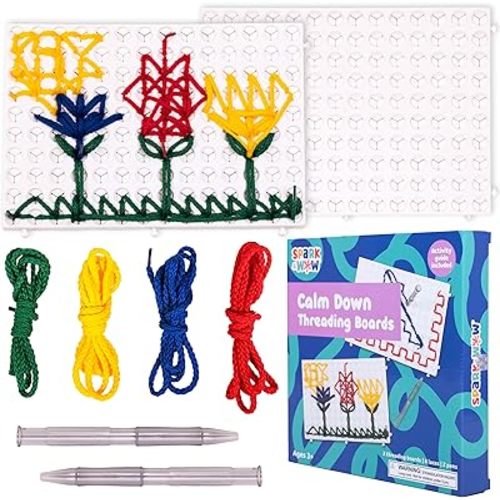 SPARK & WOW Calm Down Threading Boards | Set of 2 | Sensory Activity Board | Autism Toys for Play Therapy | ADHD Toys for Sensory Play
