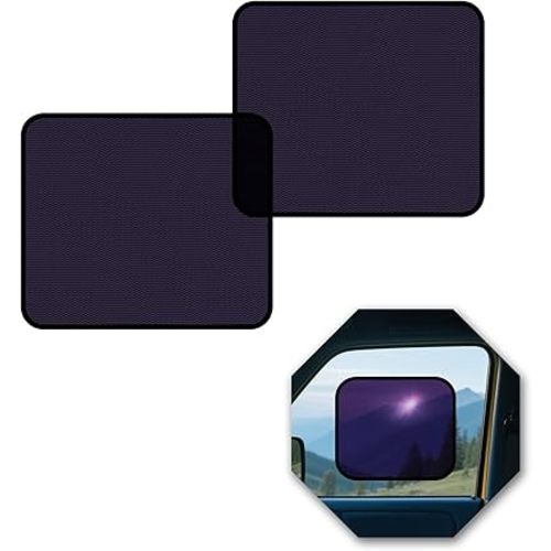 Semi-Transparent Car Window Shades – 2 Pack Static Cling Sun Shades for Front & Rear Side Windows, Glare & UV Blocker Car Window Covers with Privacy Screen (15.75" x 13.78")