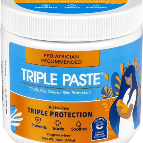Triple Paste Diaper Rash Cream for Baby - 16 Oz Tub – Zinc Oxide Ointment Treats, Soothes and Prevents Diaper Rash - Pediatrician-Recommended Hypoallergenic Formula for Daily & Overnight Protection