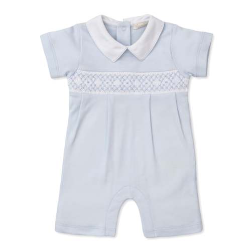CLB Summer 24 Blue Hand Smocked Short Playsuit