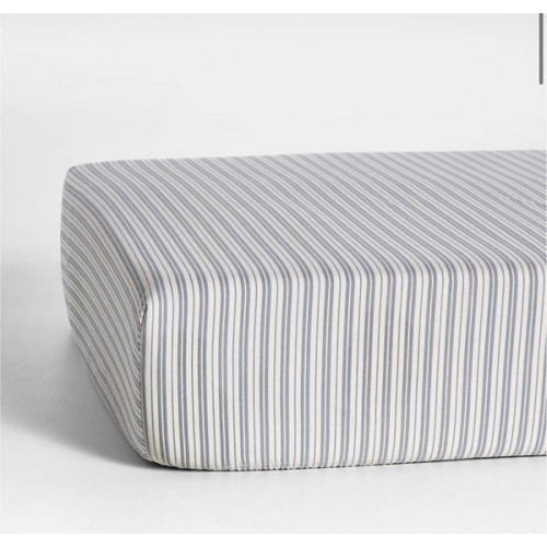 Frenchie Cloudy Blue Organic Cotton Baby Crib Fitted Sheet by Leanne Ford