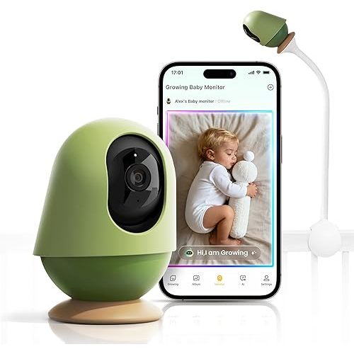Monai Baby Monitor with Camera and Audio, 3K UHD, 6X Zoom, WiFi Video Monitor for Room or Travel, Pan 350° Tilt 65°, AI Cry Detection, Virtual Fence, Face-Cover Alerts, Sleep Monitoring, Night Vision