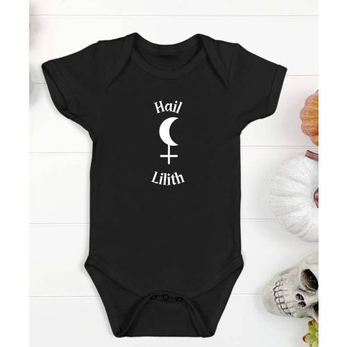 Hail Lilith Baby Bodysuit, pagan goddess, wiccan baby shirt, occult baby, magick, alt baby clothes, goth baby