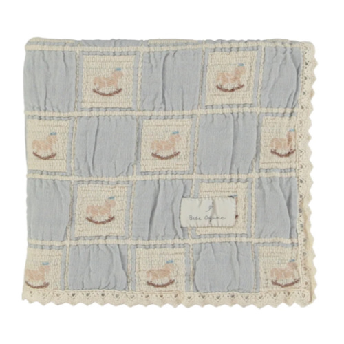 Blue Rocking Horse Patchwork Blanket – Soft Baby Blanket