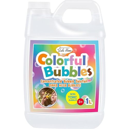 Lulu Home Concentrated Bubble Solution, 1 L/ 33.8 OZ Refill for Bubble Machines, Giant Wands, and Blowers - Up to 2.5 Gallons for Kids' Birthday Parties