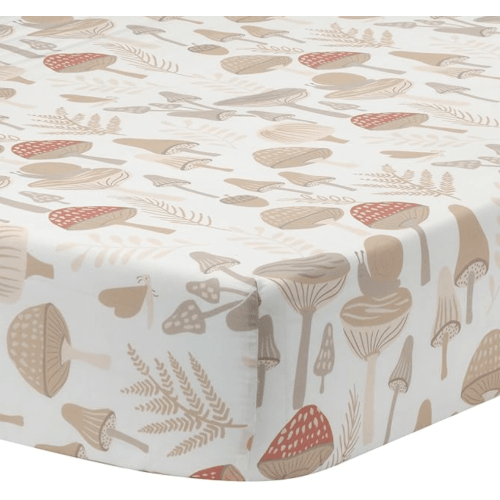 Lambs & Ivy Mushroom Meadow Organic Cotton Fitted Crib Sheet