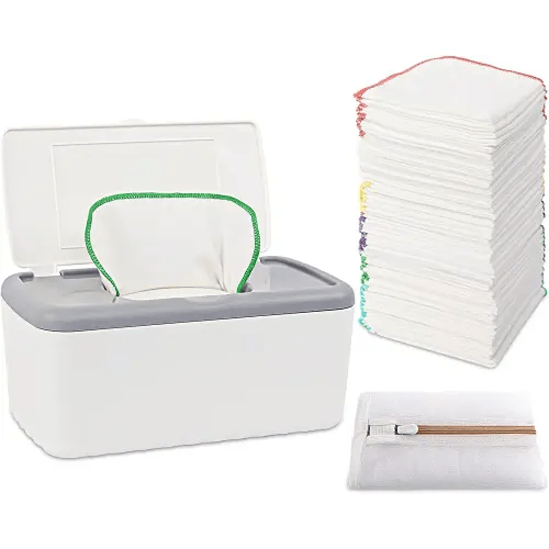 54 Packs Flannel Cloth Baby Wipes with Dispenser 8x8 inch