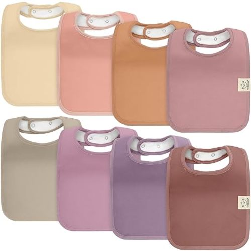 KeaBabies 8-Pack Organic Baby Bibs - Mauve