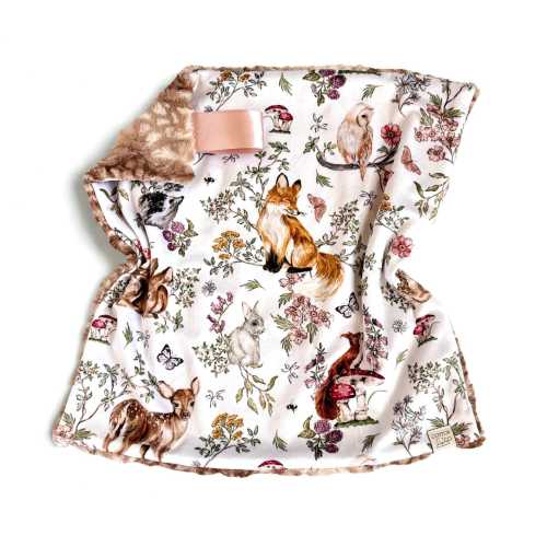 Woodland Fox Lovey: Minky Baby Security Blanket with Faux Fur