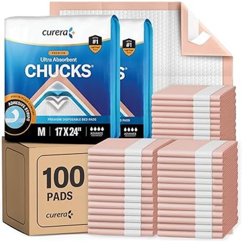 Chucks® Premium Disposable Underpads 17”x24” [100-Count] Ultra Absorbent Chux Incontinence Bed Pads with Adhesive Tape for Adults, Baby Changing, Travel, and Pet Training – 17x24 Bulk Pack