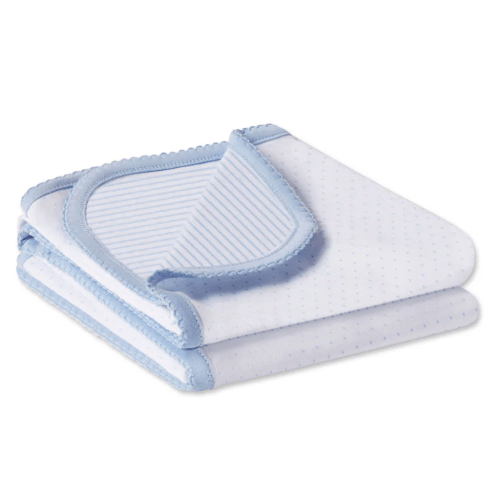 Reversible Baby Blanket in French Blue Multi