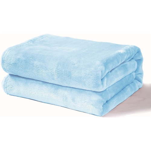 Exclusivo Mezcla Flannel Fleece Velvet Plush Throw Blanket - 40" x 50"(Ice Blue)