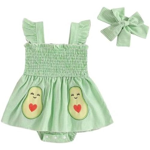 Baby Girl Summer Clothes Romper Dress Plaid Outfit Newborn 3 6 12 18 Months Onesie Smocked Bodysuit Infant Outfit