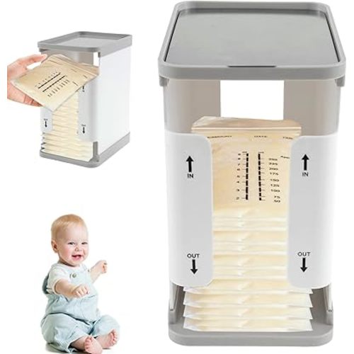 Freeze Organizer for Breast Milk Storage Bags, 1700ml Breast Milk Storage Organizer Breast Milk Storage Tower First in First Out Breastmilk Bag Organizer for Freezing Breastmilk, 8.1 × 6.5 × 4.7 in