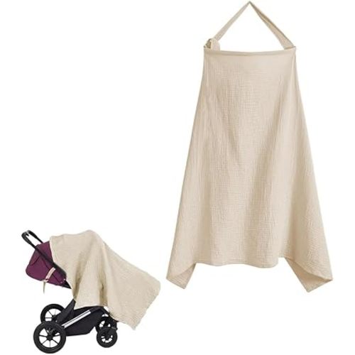 Muslin Nursing Cover for Breastfeeding, 360°Full Coverage Nursing Poncho, Adjustable Rayon Soft