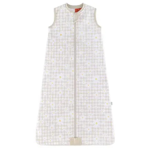 Bilbi Sleepbag Organic 0.2 Tog Gingham Daisy Size 3-12 Months | Baby Bunting AU