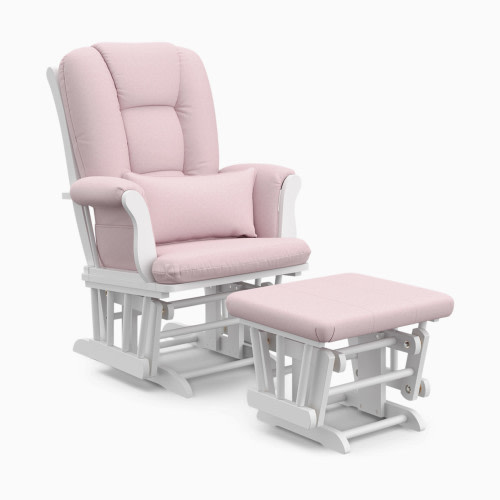 Storkcraft Tuscany Glider and Ottoman - White/Pink Swirl