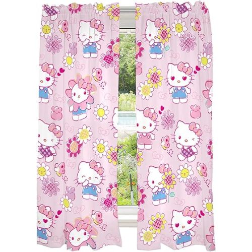 Franco Kids Room Window Curtains Drapes Set, 82 in x 63 in, Hello Kitty, prints may vary