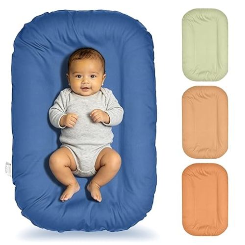 Baby Lounger for Newborn 0-24 Months, Soft Portable Infant Nest & Play Mat & Diaper Changing Pad for Home,Travel & Floor Time, Newborn Babies Essentials Gifts(Misty Blue)