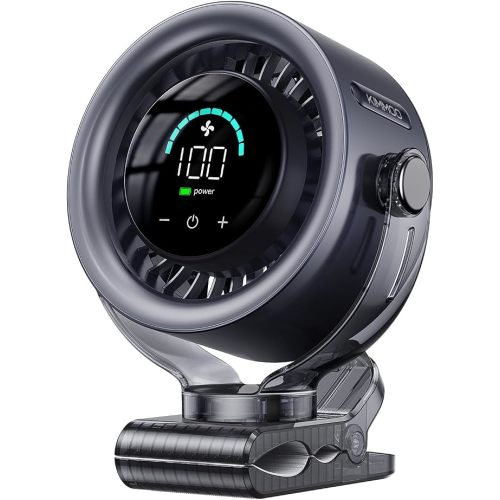 4000mAh Rechargeable Portable Clip on Fan-100-Speed Touch Control, LED Display, 360° Rotate Quiet Turbo Desk Fan, Small Battery Operated USB Fan for Stroller Bed Travel Camping Golf Gym (Black)